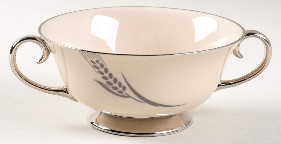 Chalice No Color Band (Platinum Trim) Footed Cream Soup Bowl by Flintridge-1