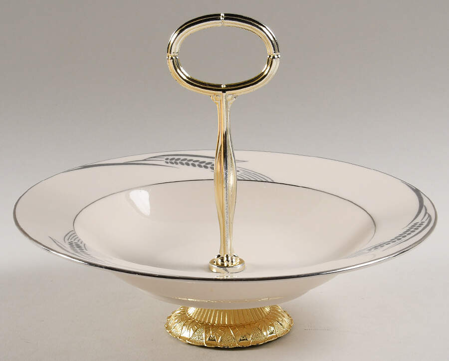 Chalice No Color Band (Platinum Trim) 6"-7" Handled Footed Nut Dish HC by Flintridge-1