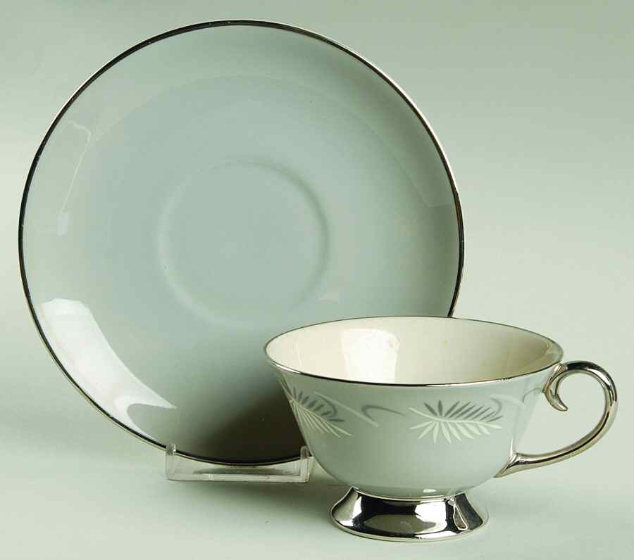 Continental Grey Footed Cup & Saucer Set by Flintridge-1