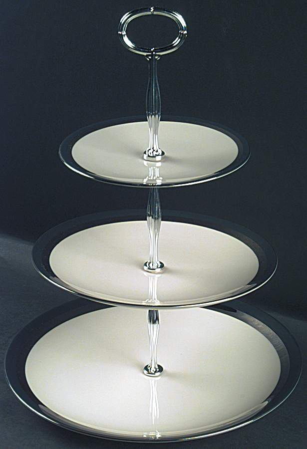 Contessa Black 13 7/8"-14 1/4" 3-Tiered Serving Tray(DP,SP,BB) HC by Flintridge-1
