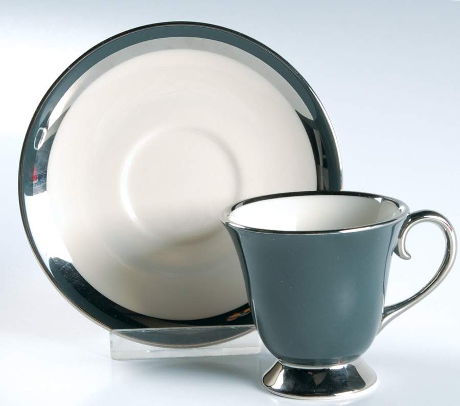 Contessa Black Footed Demitasse Cup & Saucer Set by Flintridge-1