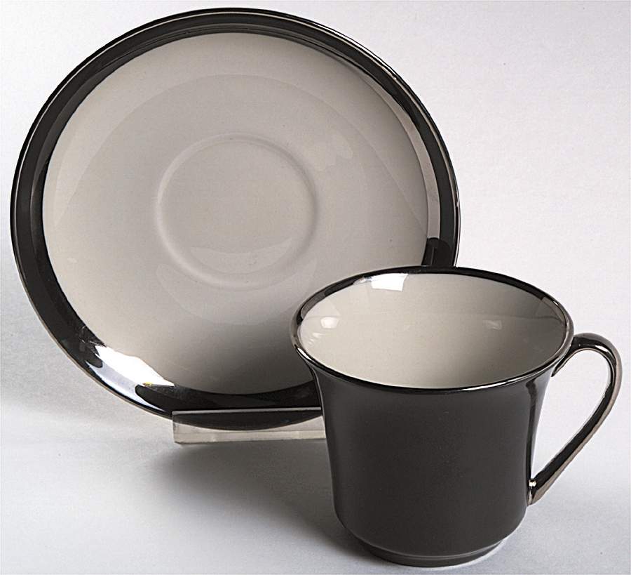 Contessa Black Flat Cup & Saucer Set by Flintridge-1