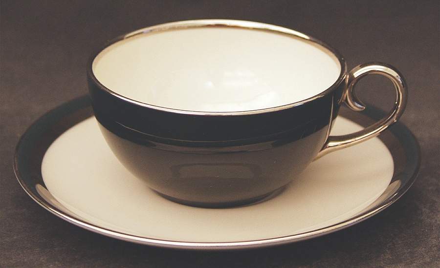 Contessa Black Flat Cup & Saucer Set by Flintridge-1