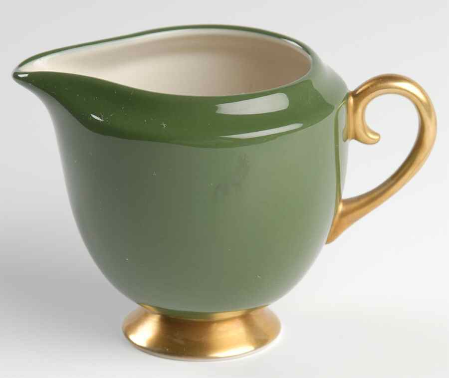 Contessa Spanish Green (Gold Trim, Coupe) Creamer by Flintridge-1
