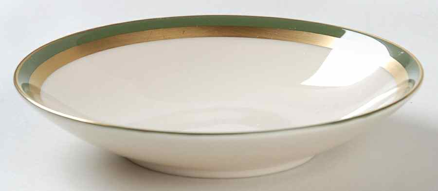 Contessa Spanish Green (Gold Trim, Coupe) Fruit/Dessert (Sauce) Bowl by Flintridge-1