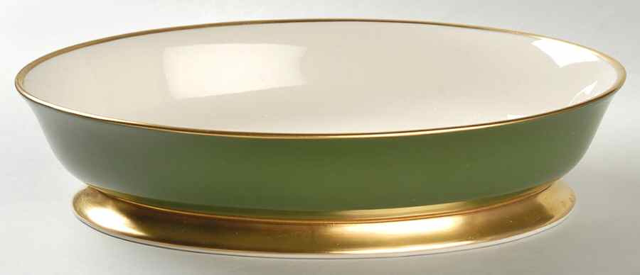 Contessa Spanish Green (Gold Trim, Coupe) 9" Oval Vegetable Bowl by Flintridge-1
