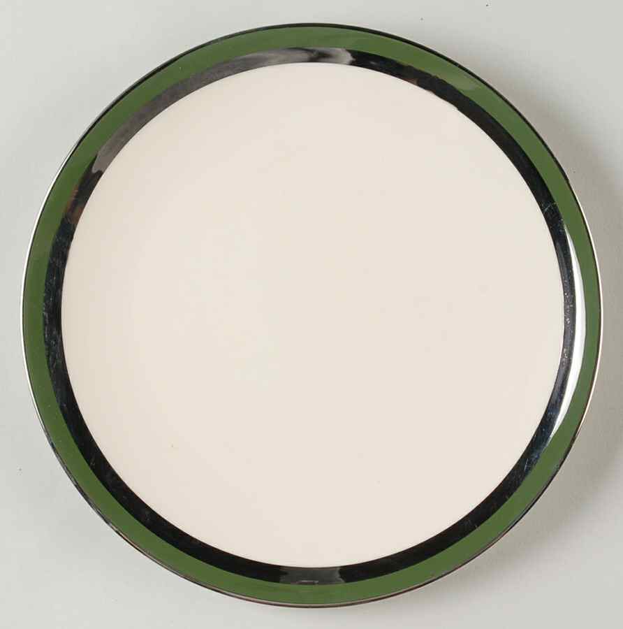 Contessa Spanish Green (Platinum Trim, Coupe) Salad Plate by Flintridge-1