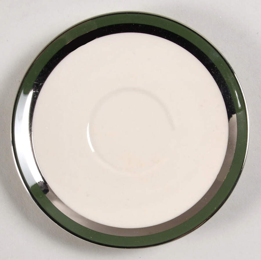 Contessa Spanish Green (Platinum Trim, Rim) Saucer for Demitasse Cup by Flintridge-1