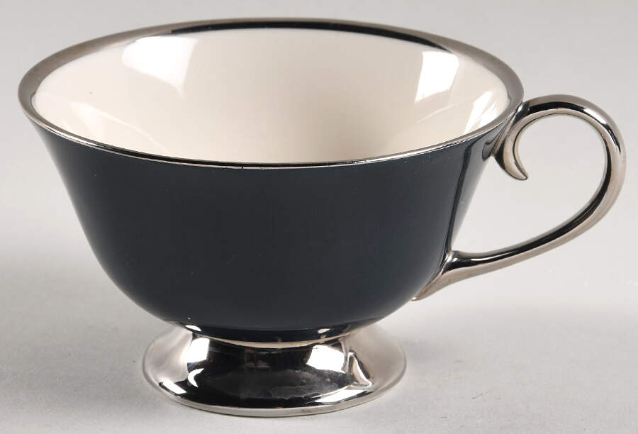 Contessa Teal Green (Platinum Trim, Coupe) Footed Cup by Flintridge-1