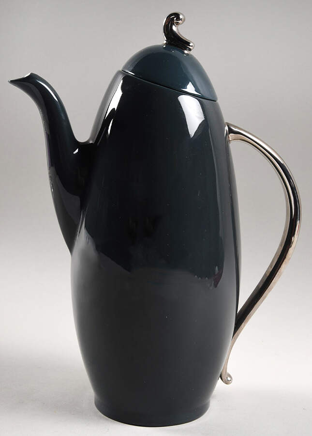 Contessa Teal Green (Platinum Trim, Coupe) Coffee Pot & Lid by Flintridge-1