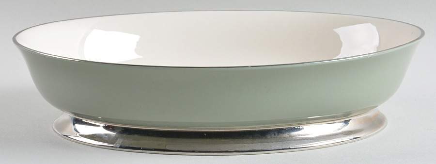 Contessa Teal Green (Platinum Trim, Coupe) 9" Oval Vegetable Bowl by Flintridge-1