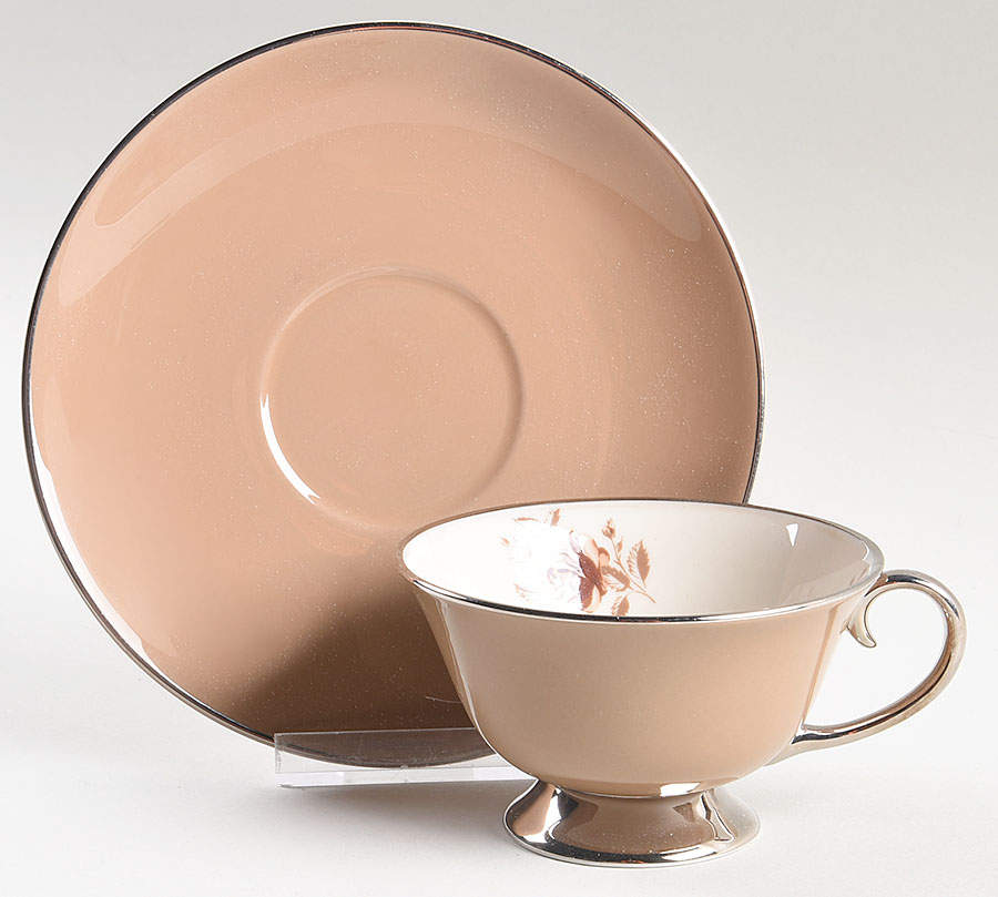 Cocoa Rose (Rim) Footed Cup & Saucer Set by Flintridge-1