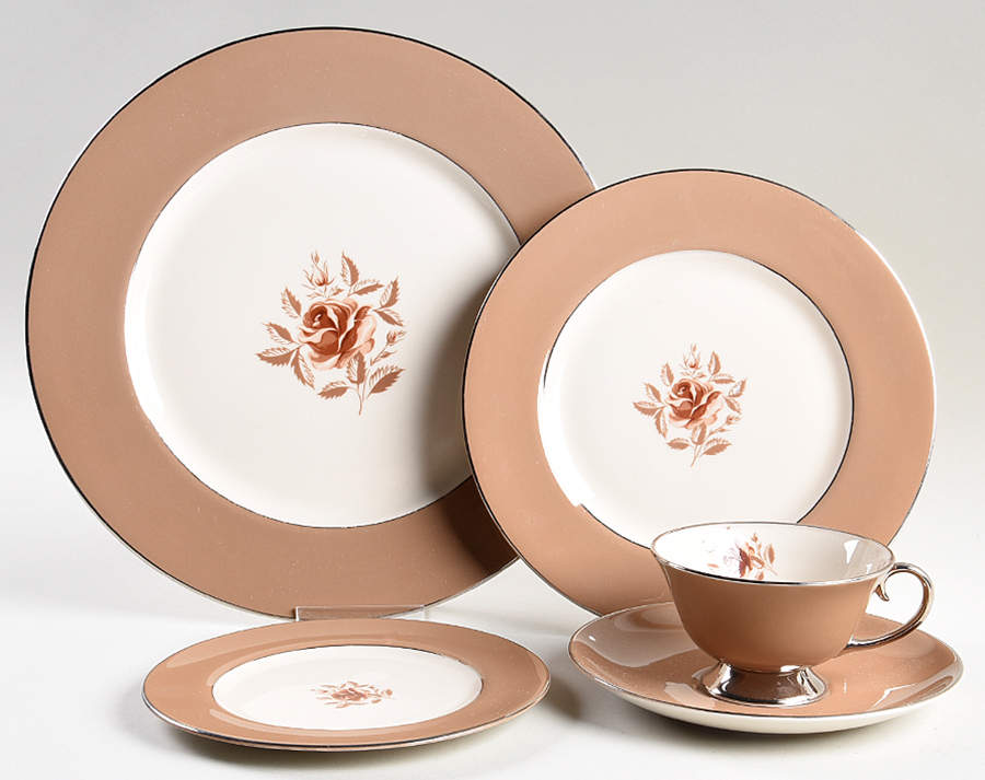 Cocoa Rose (Rim) 5 Piece Place Setting by Flintridge-1