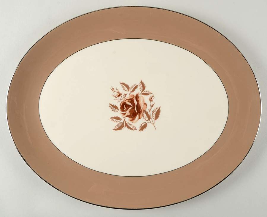 Cocoa Rose (Rim) 16" Oval Serving Platter by Flintridge-1