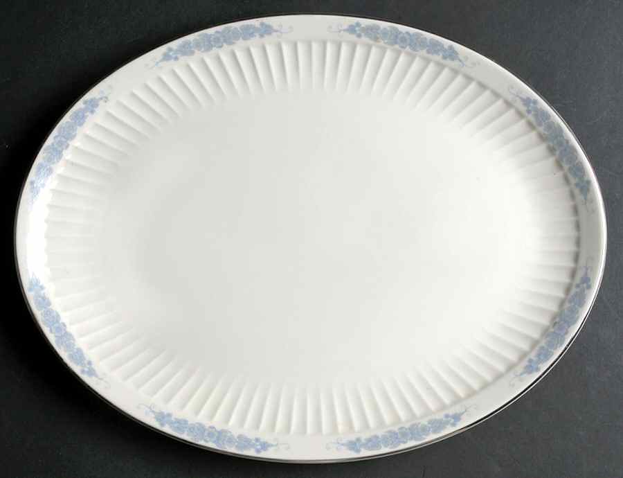 Crissy Rose Blue 14" Oval Serving Platter by Flintridge-1