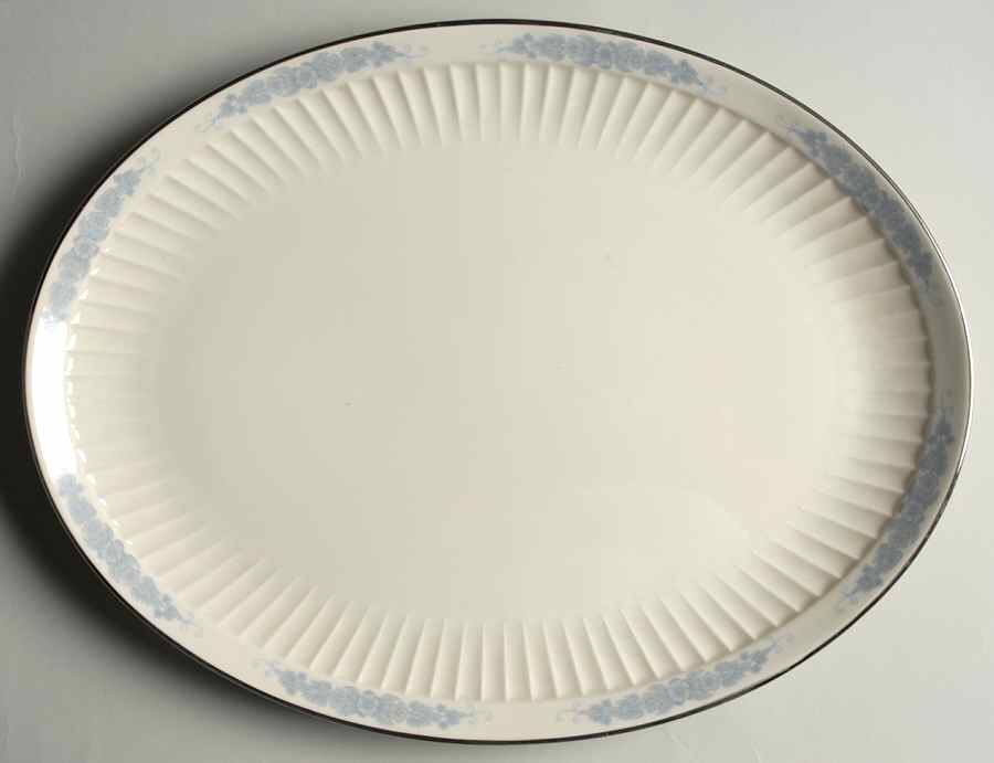 Crissy Rose Blue 13" Oval Serving Platter by Flintridge-1