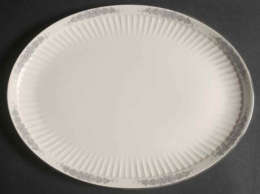 Crissy Rose Gray 14" Oval Serving Platter by Flintridge-1