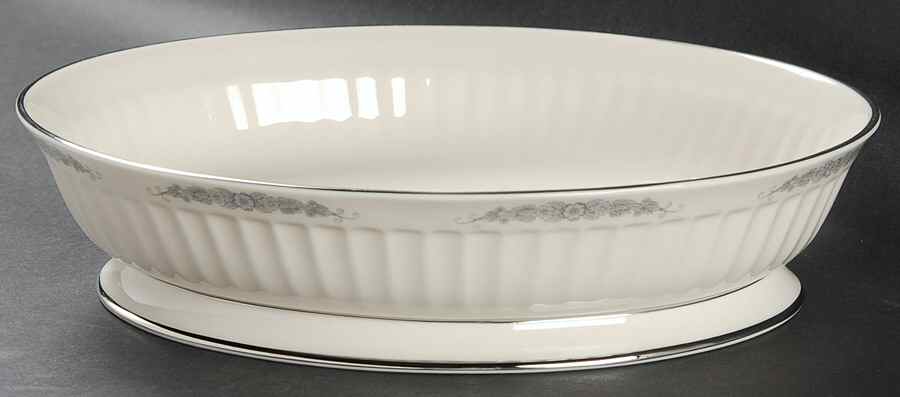 Crissy Rose Gray 10" Oval Vegetable Bowl by Flintridge-1