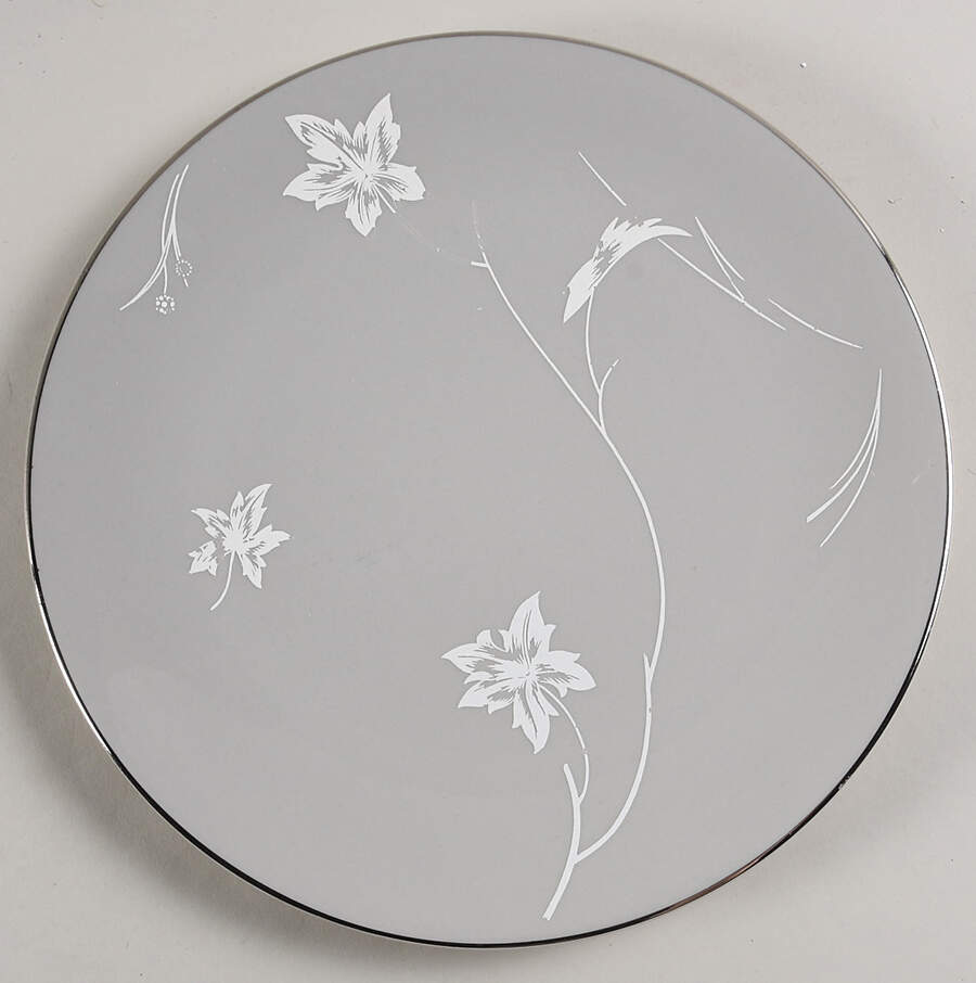Damask Leaf Grey Salad Plate by Flintridge-1