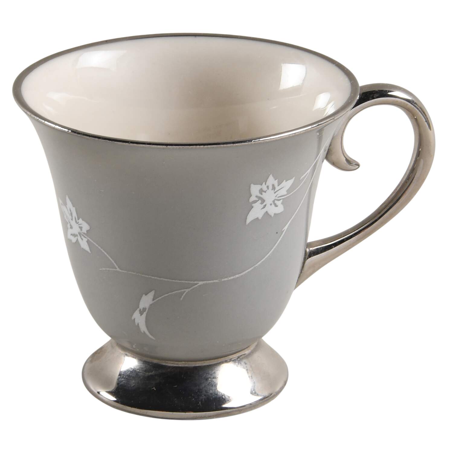 Damask Leaf Grey Footed Demitasse Cup by Flintridge-1