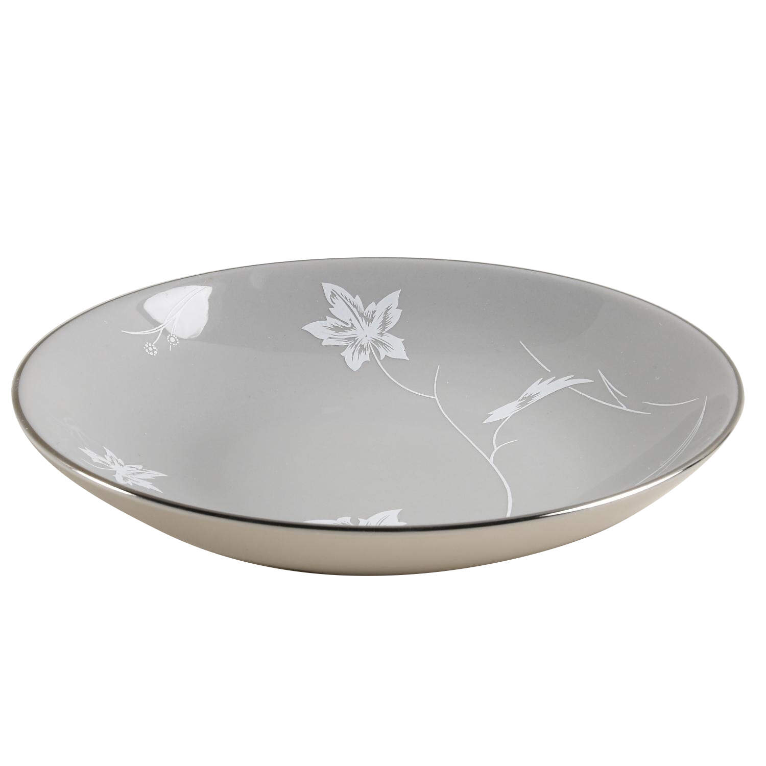 Damask Leaf Grey Coupe Soup Bowl by Flintridge-1