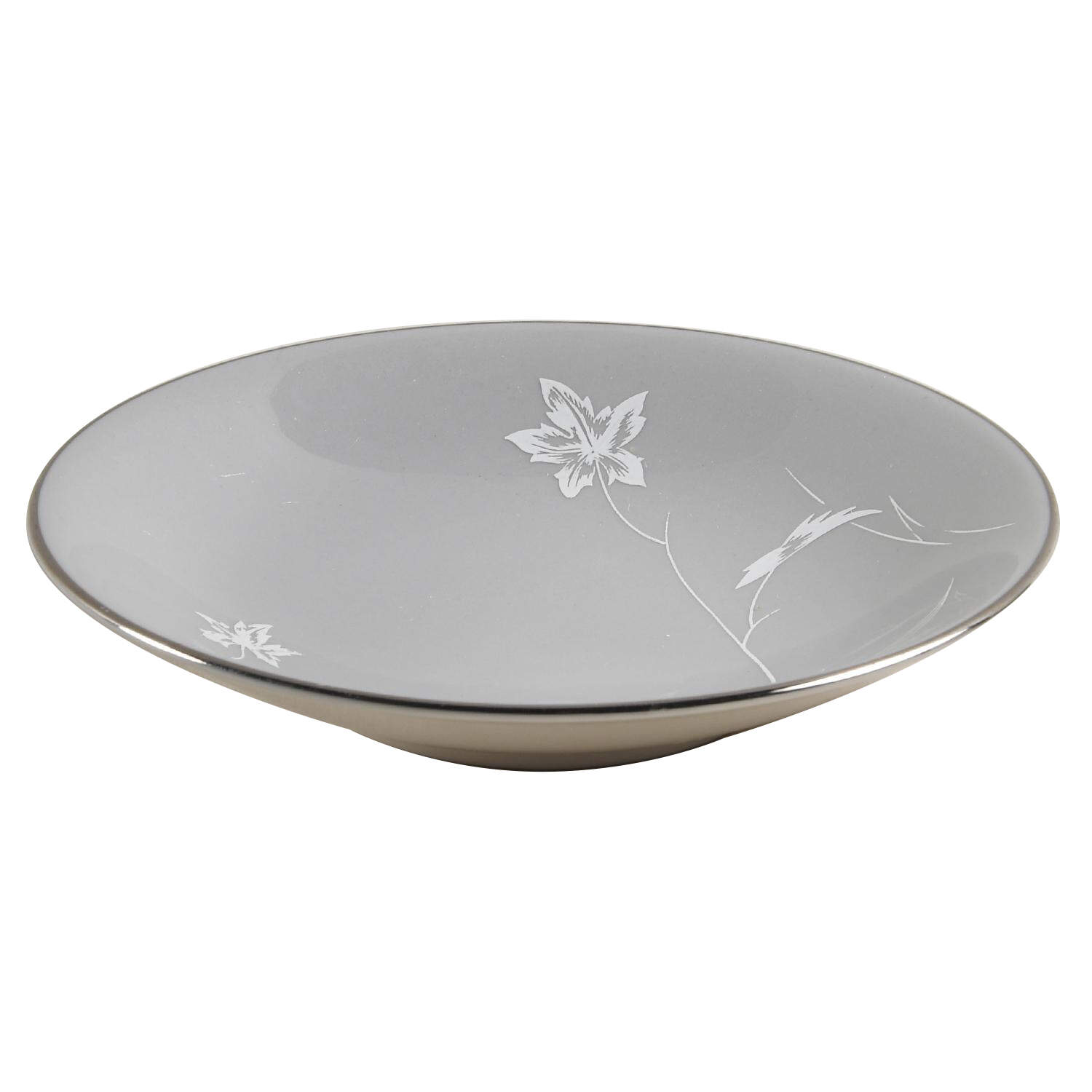 Damask Leaf Grey Fruit/Dessert (Sauce) Bowl by Flintridge-1