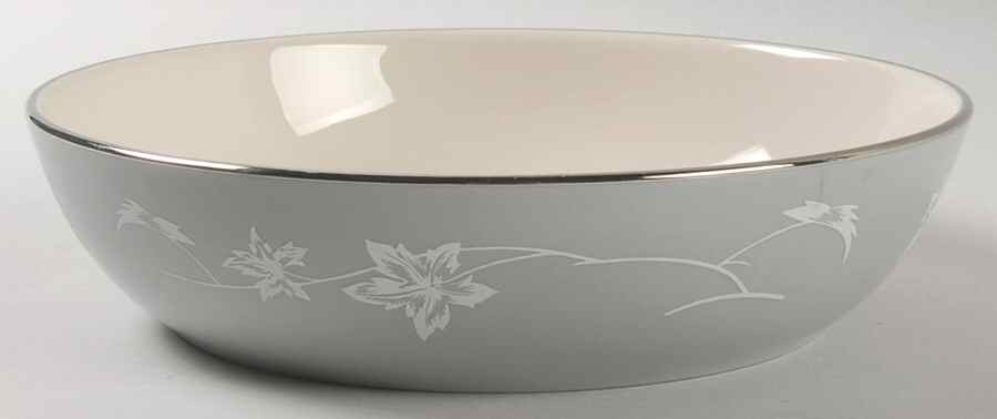 Damask Leaf Grey 8" Round Vegetable Bowl by Flintridge-1