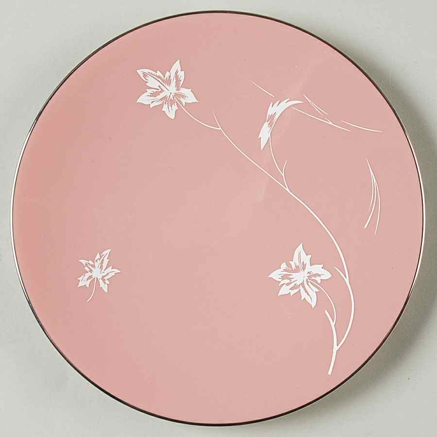Damask Leaf Pink Bread & Butter Plate by Flintridge-1