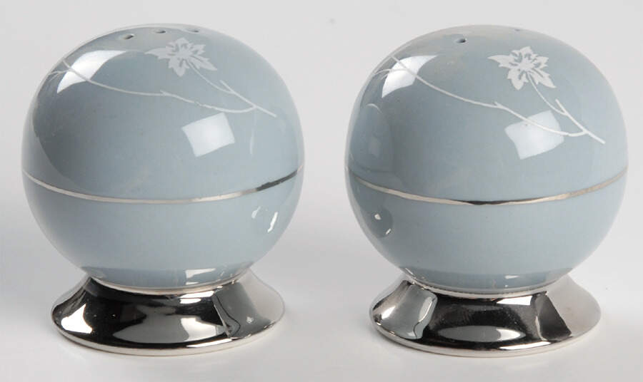 Damask Leaf Strata Blue Salt & Pepper Set by Flintridge-1
