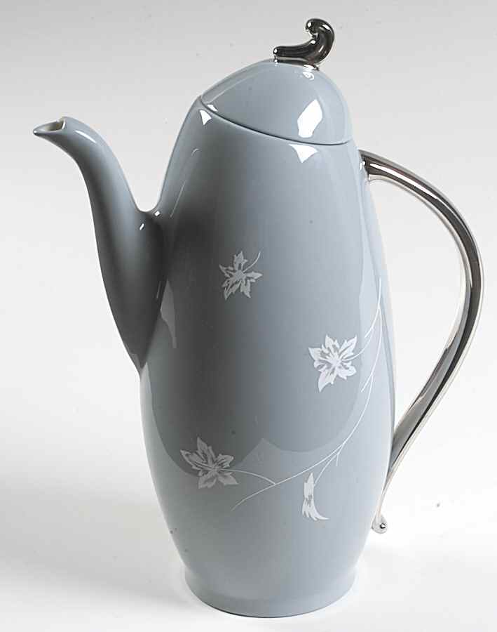 Damask Leaf Strata Blue Coffee Pot & Lid by Flintridge-1