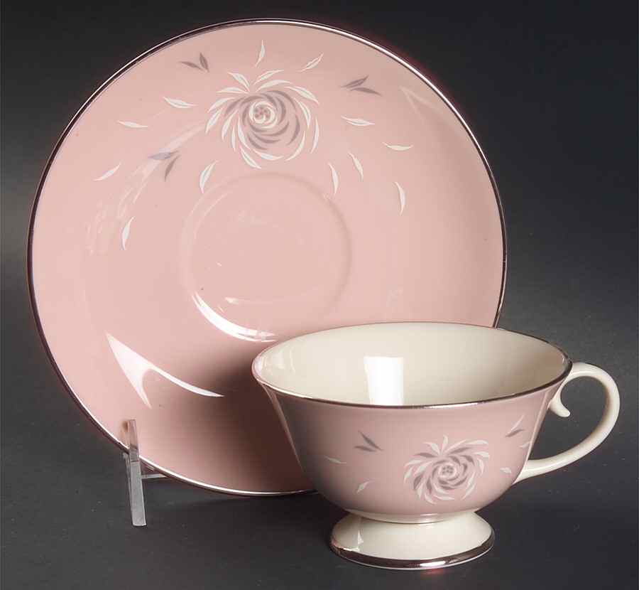 Daybreak Pink Footed Cup & Saucer Set by Flintridge-1