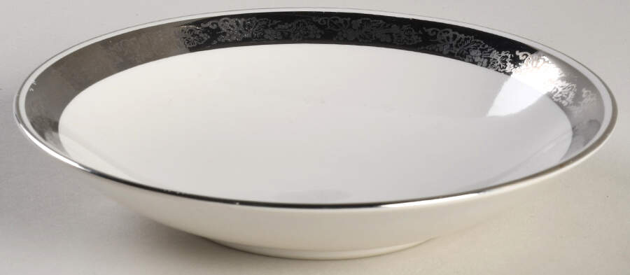 Elegante (Platinum Trim, Coupe Shape) Fruit/Dessert (Sauce) Bowl by Flintridge-1