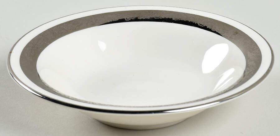 Elegante (Platinum Trim, Rim Shape) Fruit/Dessert (Sauce) Bowl by Flintridge-1