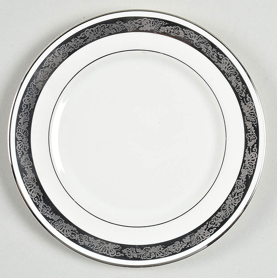 Elegante (Platinum Trim, Rim Shape) Bread & Butter Plate by Flintridge-1