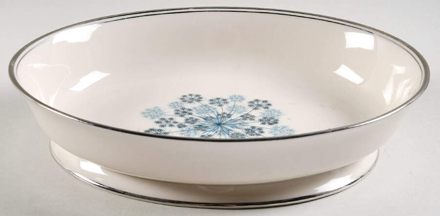 Evening Shadows No Color Band (Platinum Trim) 9" Oval Vegetable Bowl by Flintridge-1