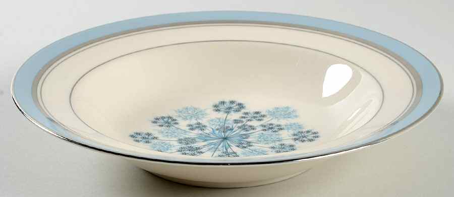 Evening Shadows Strata Blue (Platinum Trim, Coupe) Rim Soup Bowl by Flintridge-1