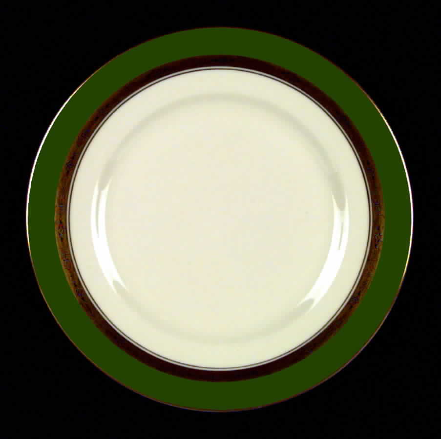 First Lady Green (Gold Trim, Rim) Salad Plate by Flintridge-1
