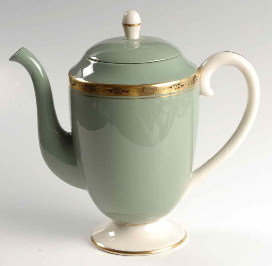 First Lady Green (Gold Trim, Rim) Coffee Pot & Lid by Flintridge-1