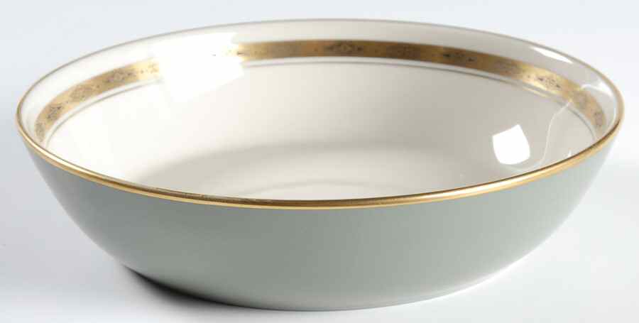 First Lady Green (Gold Trim, Rim) 8" Round Vegetable Bowl by Flintridge-1