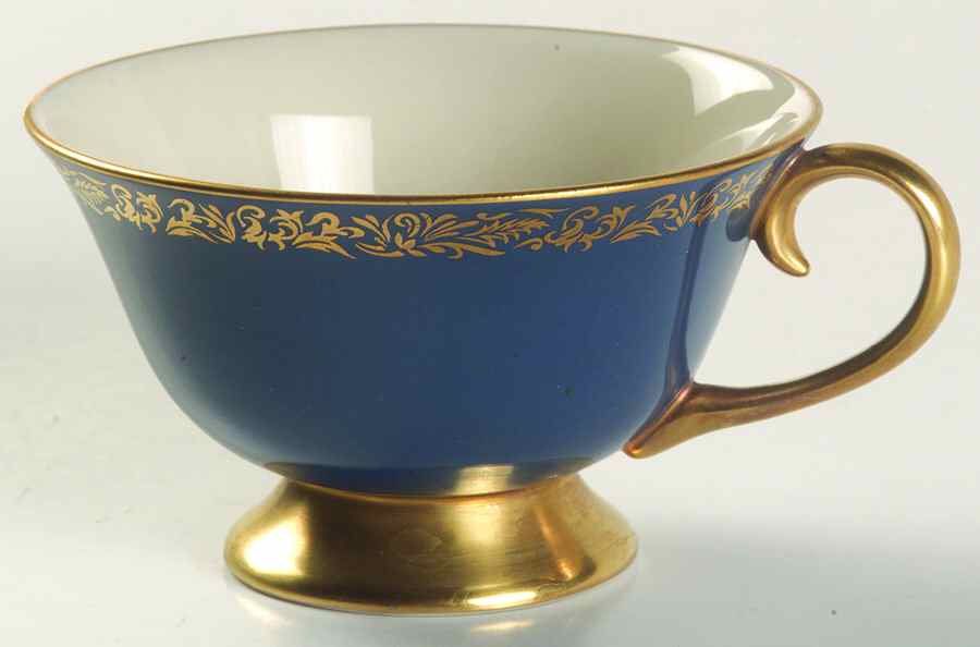 Florentine Mystic Blue (Gold Trim, Coupe) Footed Cup by Flintridge-1
