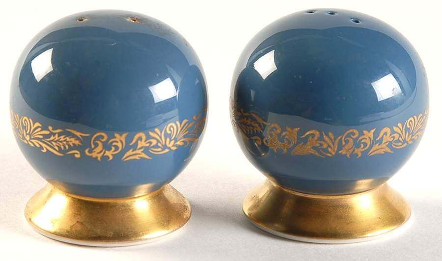Florentine Mystic Blue (Gold Trim, Coupe) Salt & Pepper Set by Flintridge-1