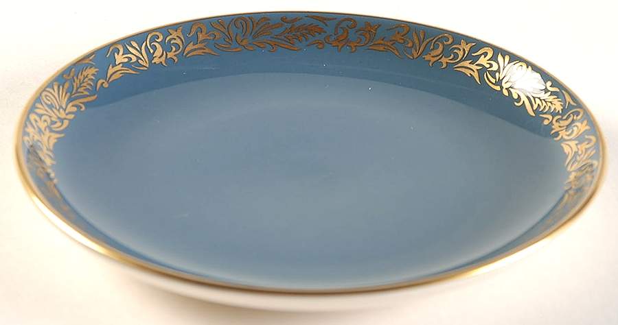 Florentine Mystic Blue (Gold Trim, Coupe) Coaster by Flintridge-1