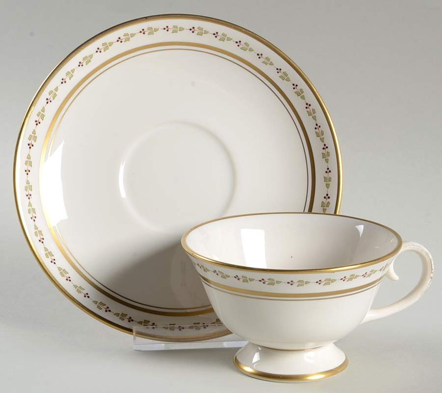 French Regency (Gold) Footed Cup & Saucer Set by Flintridge-1