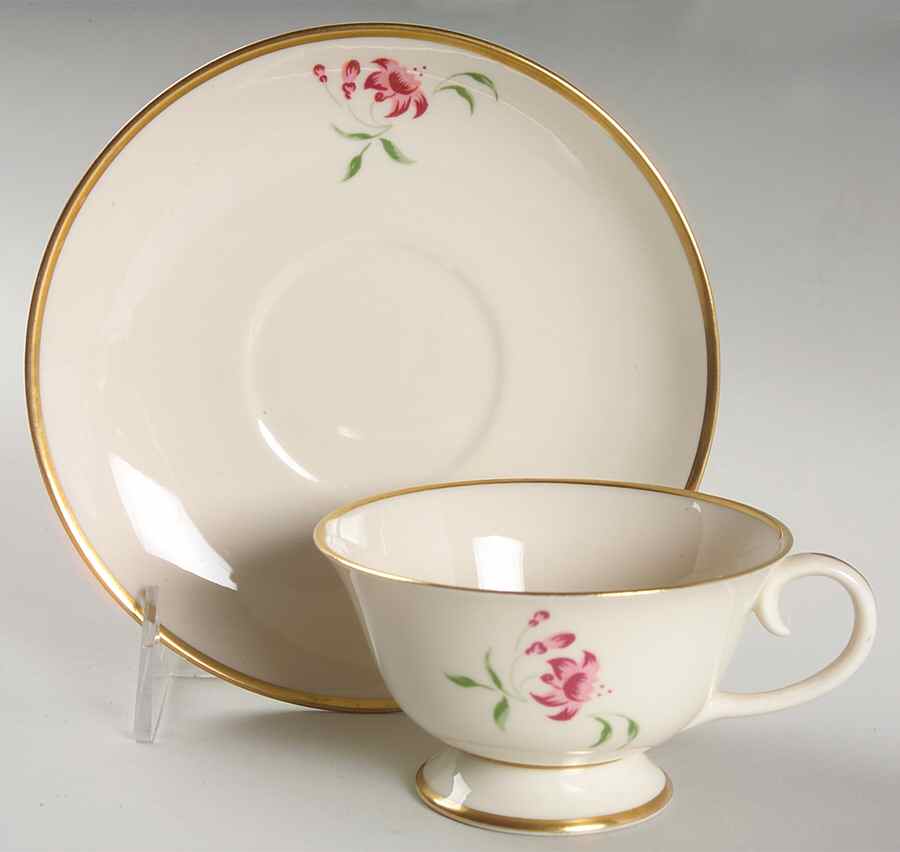 Fuschia (Gold) Footed Cup & Saucer Set by Flintridge-1