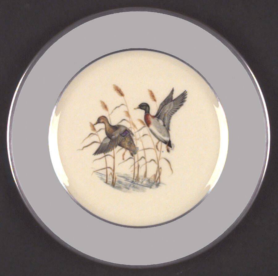 Game Birds Grey (Platinum Trim, Rim) Dinner Plate by Flintridge-1