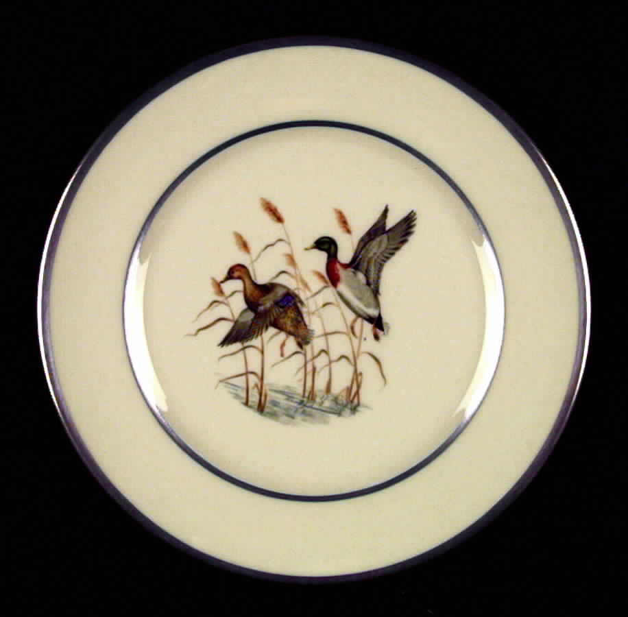 Game Birds No Color Band (Platinum Trim, Rim) Bread & Butter Plate by Flintridge-1