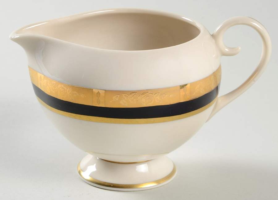 Georgian Rose Black (Gold Trim, Rim) Creamer by Flintridge-1