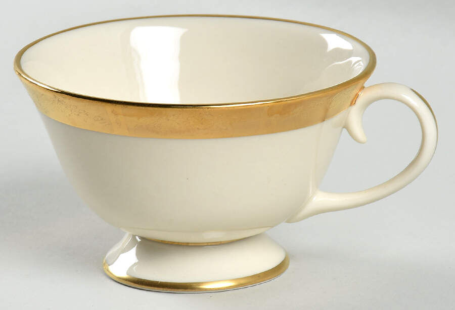 Georgian Rose No Color Band (Gold Trim, Coupe) Footed Cup by Flintridge-1