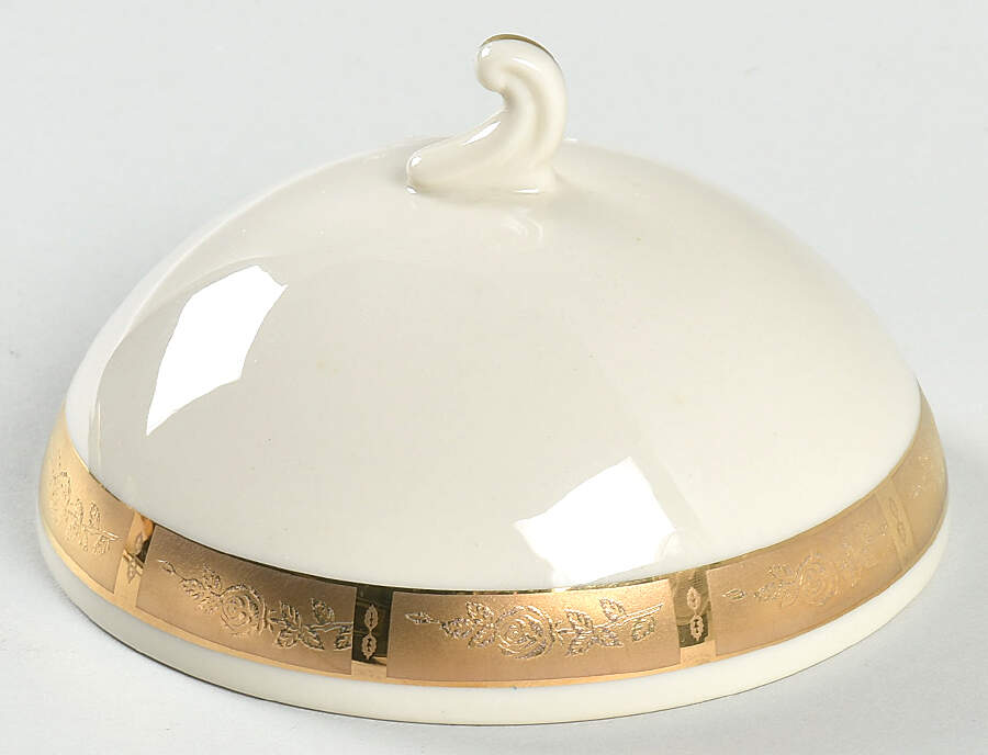 Georgian Rose No Color Band (Gold Trim, Coupe) Lid for Round Butter by Flintridge-1