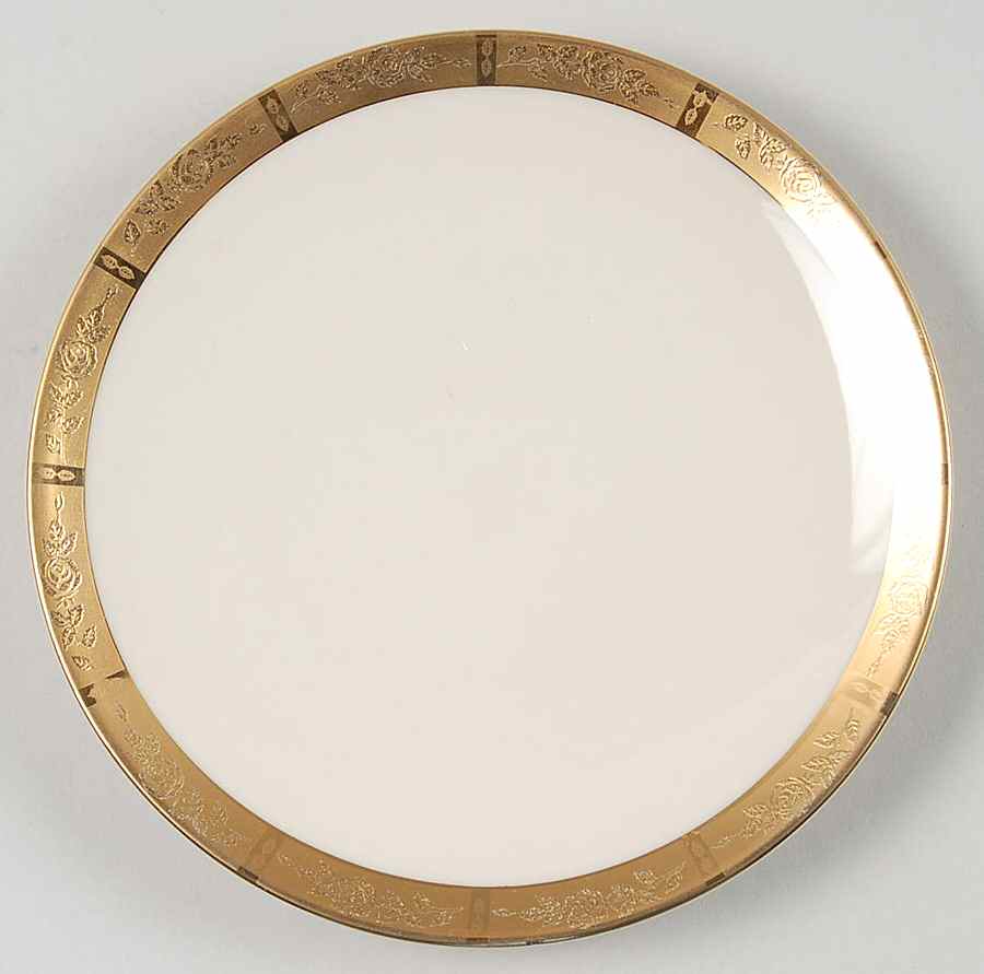 Georgian Rose No Color Band (Gold Trim, Coupe) Bread & Butter Plate by Flintridge-1